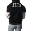 New York Jets The Wild Collective Black Sailor Full-Snap Hooded Varsity Jacket - Image 2