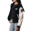 New York Jets The Wild Collective Black Sailor Full-Snap Hooded Varsity Jacket - Image 4