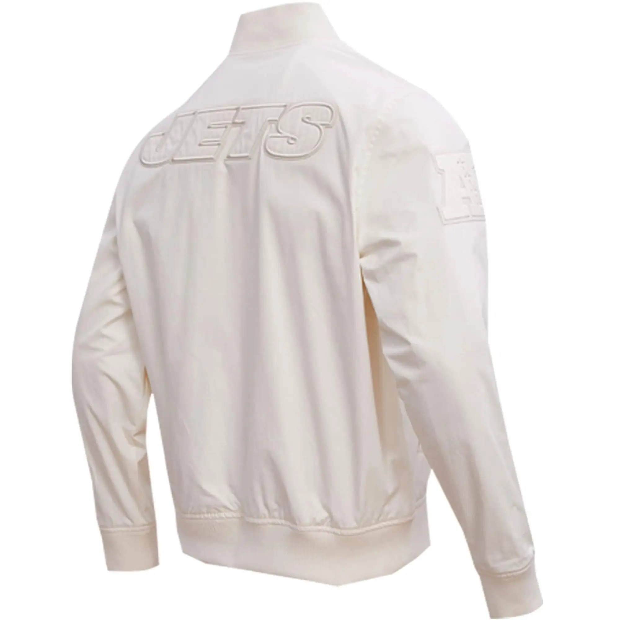 New York Jets Pro Standard Neutral Full-Zip Satin Varsity Jacket - Image 2