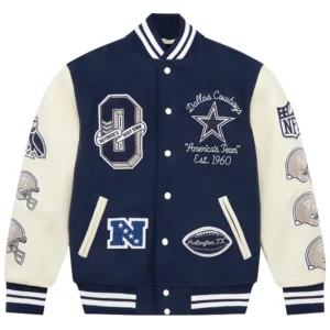 OVO Dallas Cowboys Wool/Leather Full-Snap Varsity Jacket