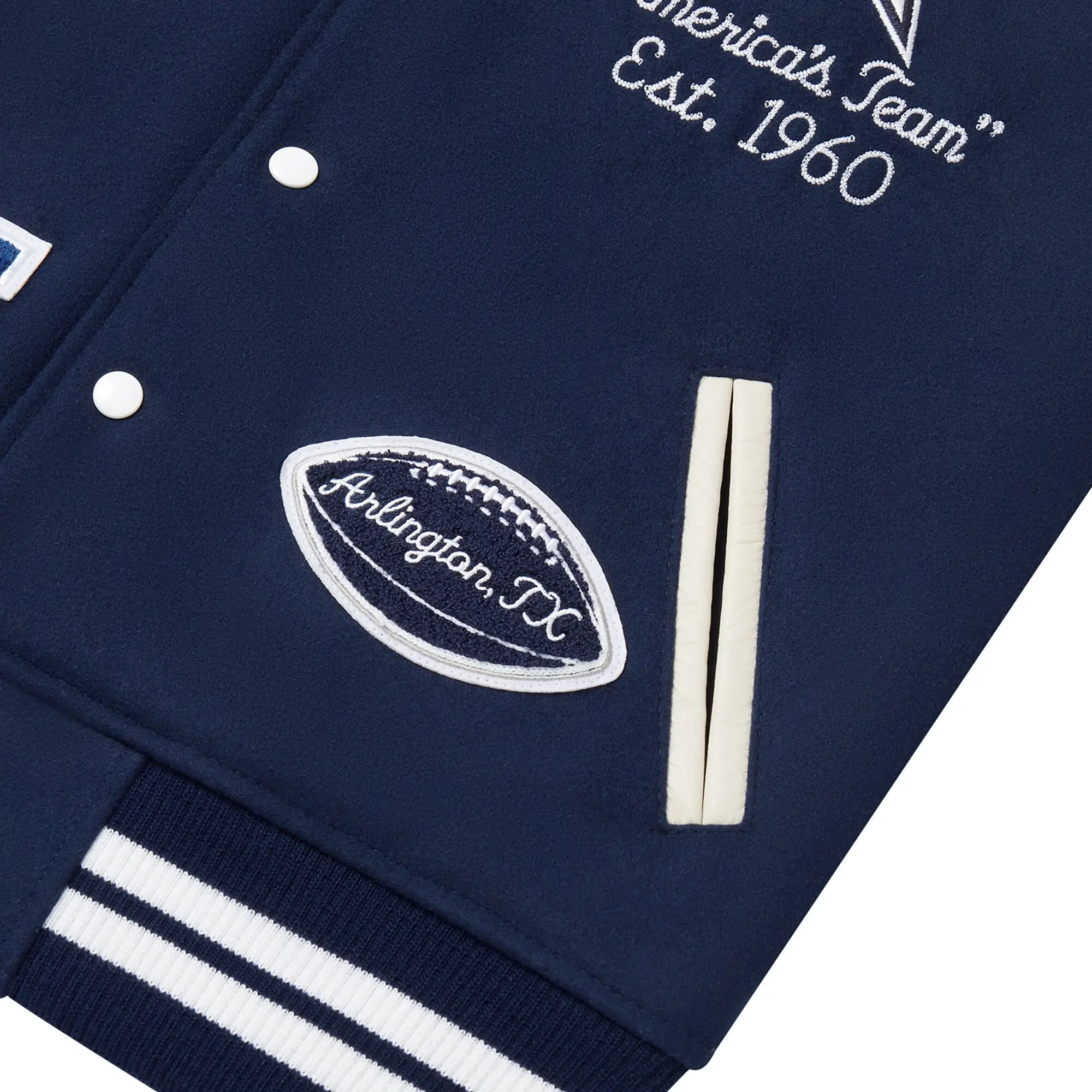 OVO Dallas Cowboys Wool/Leather Full-Snap Varsity Jacket - Image 4