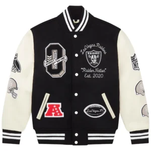 OVO x NFL Las Vegas Raiders Black Full-Snap Varsity Jacket