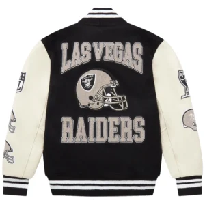 Alternative view of OVO x NFL Las Vegas Raiders Black Full-Snap Varsity Jacket