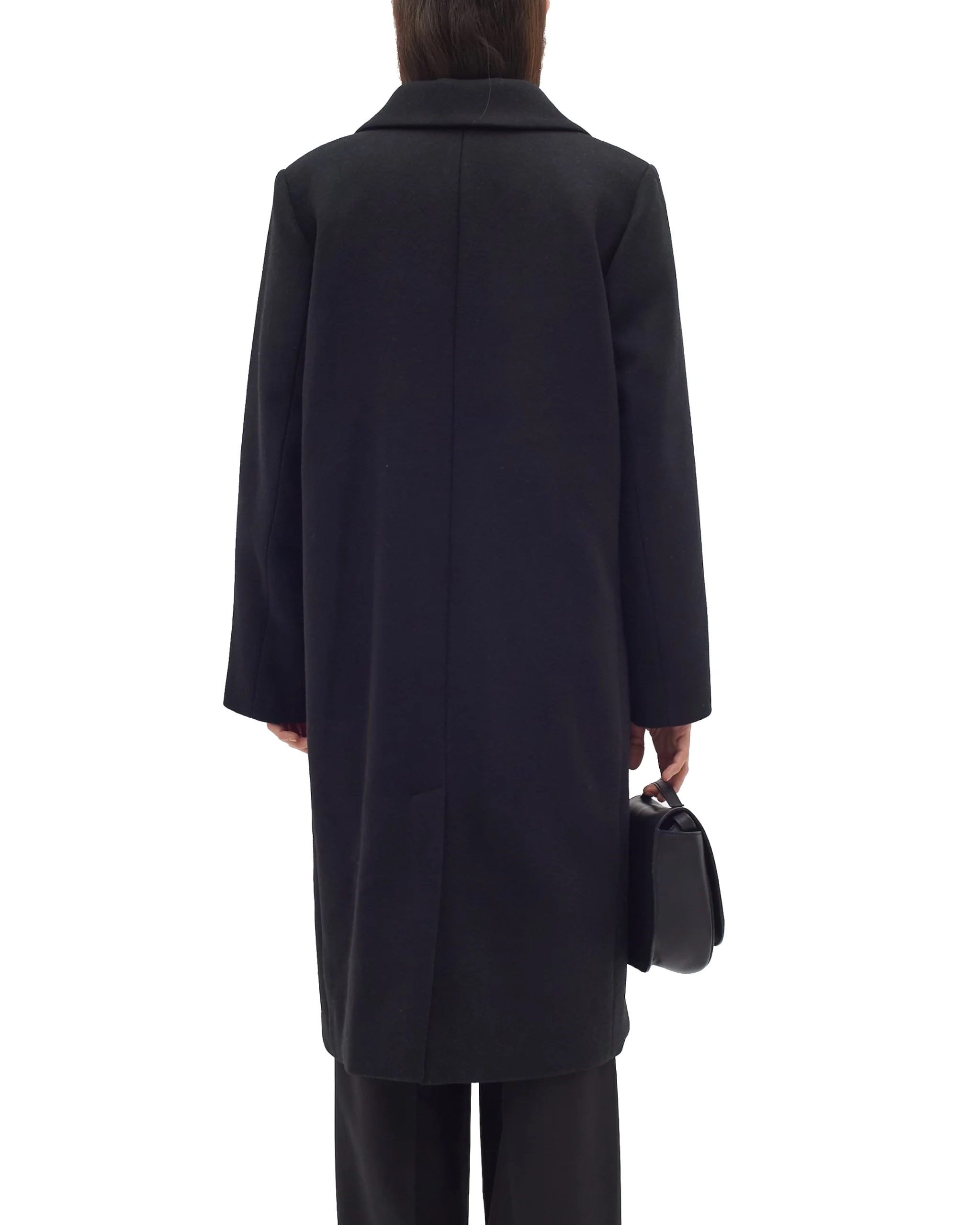 Perryiw Double Breasted Full Black Wool Coat - Image 4