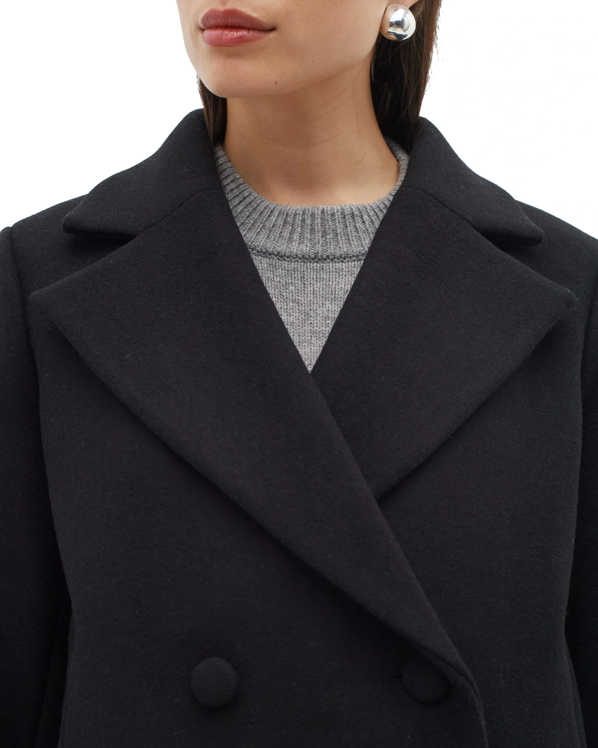 Perryiw Double Breasted Full Black Wool Coat - Image 6