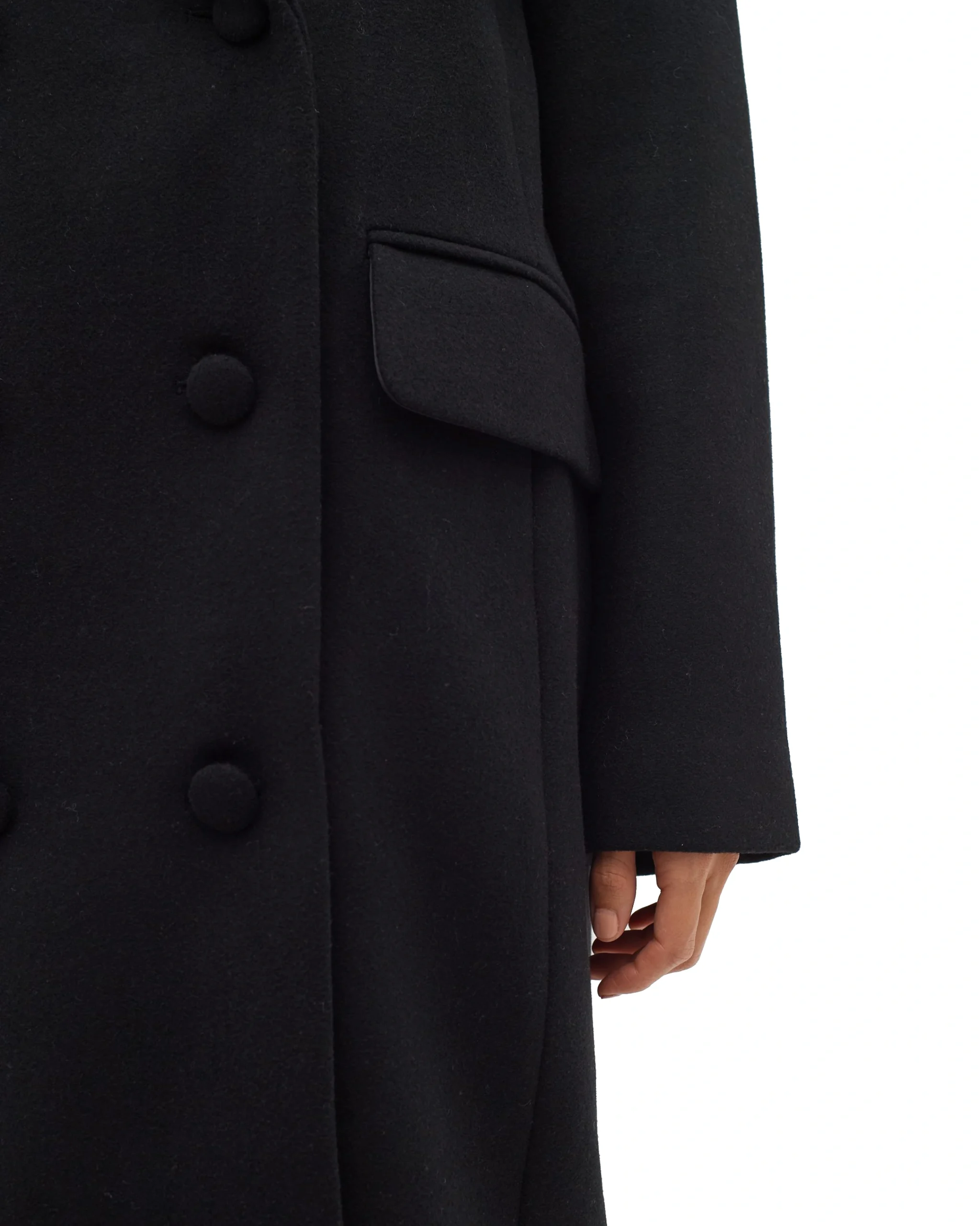 Perryiw Double Breasted Full Black Wool Coat - Image 7