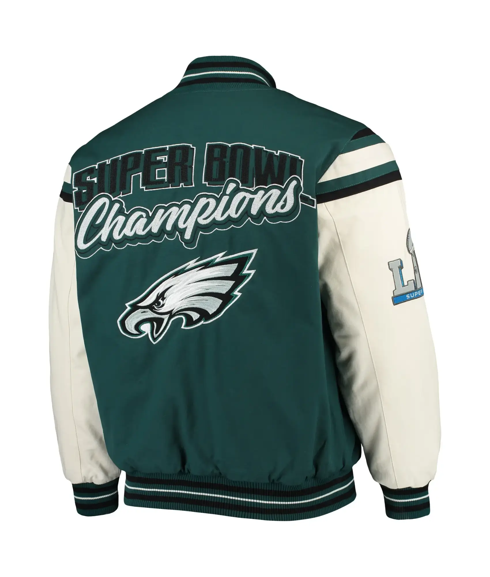 Alternative view of Philadelphia Eagles G-III Sports Victory Full-Snap Midnight Green Varsity Jacket