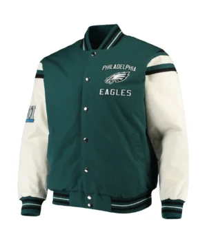 Philadelphia Eagles G-III Sports Victory Full-Snap Midnight Green Varsity Jacket