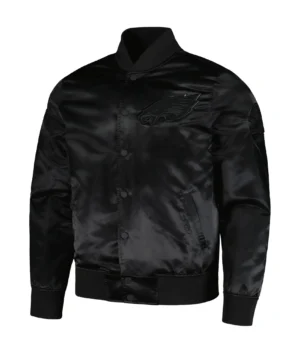 Philadelphia Eagles Jalen Triple Black Hurts Logo Pro Standard Player Full-Snap Black Satin Varsity Jacket