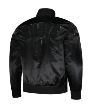 Alternative view of Philadelphia Eagles Jalen Triple Black Hurts Logo Pro Standard Player Full-Snap Black Satin Varsity Jacket