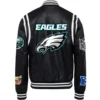 Philadelphia Eagles Jeff Hamilton Full Black Leather Varsity Jacket - Image 2
