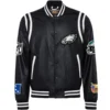Philadelphia Eagles Jeff Hamilton Full Black Leather Varsity Jacket