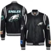 Philadelphia Eagles Jeff Hamilton Full Black Leather Varsity Jacket - Image 3