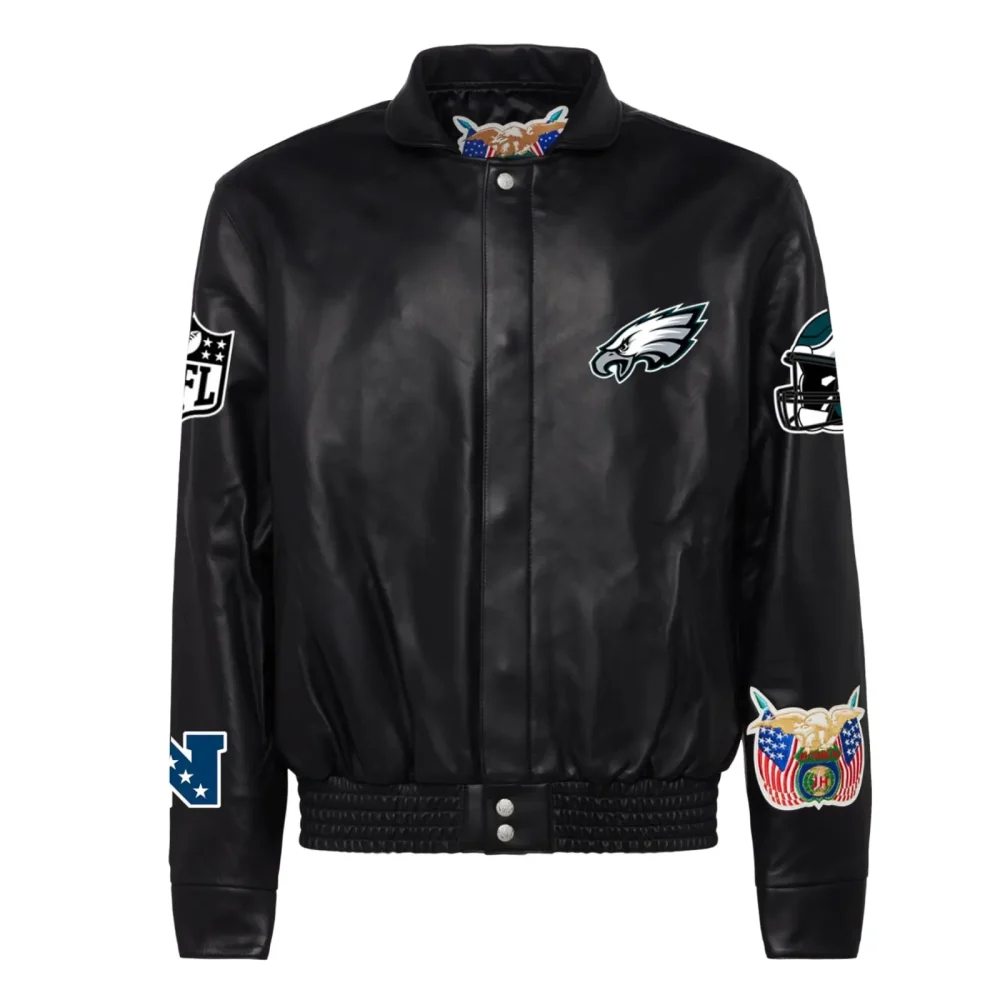 Philadelphia Eagles Jeff Hamilton Full-Snap Black Full Leather Jacket