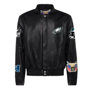 Philadelphia Eagles Jeff Hamilton Full-Snap Black Full Leather Jacket