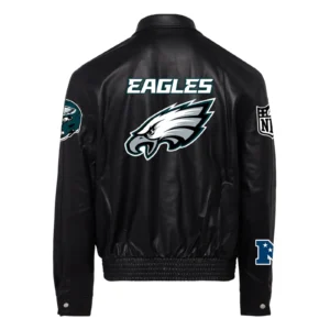 Alternative view of Philadelphia Eagles Jeff Hamilton Full-Snap Black Full Leather Jacket