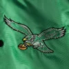 Philadelphia Eagles Lead Off Starter Green & Black Satin Varsity Jacket - Image 3