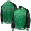 Philadelphia Eagles Lead Off Starter Green & Black Satin Varsity Jacket - Image 4