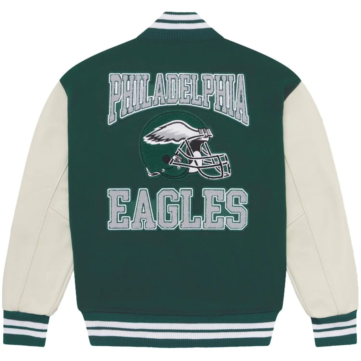 Philadelphia Eagles Full-Snap OVO Wool & Leather Varsity Jacket - Image 2