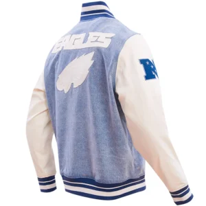 Alternative view of Philadelphia Eagles Pro Standard Blues Denim & Leather Varsity Jacket