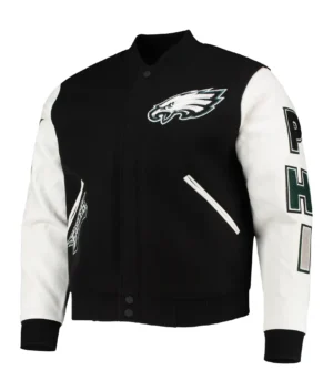 Philadelphia Eagles Classic Full-Zip Black/White Varsity Jacket