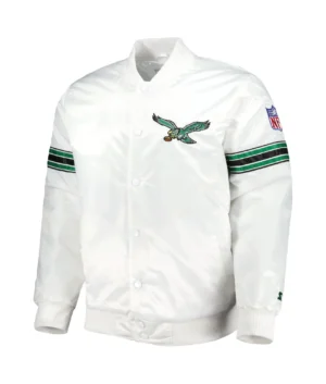 Philadelphia Eagles Starter The Power Forward Full-Snap White Varsity Jacket