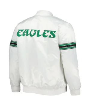 Alternative view of Philadelphia Eagles Starter The Power Forward Full-Snap White Varsity Jacket