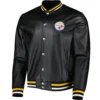 Pittsburgh Steelers Black Leather Varsity Jacket