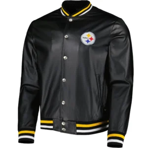 Pittsburgh Steelers Black Leather Varsity Jacket
