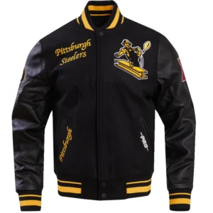 Pittsburgh Steelers Retro Classic Black Wool & Leather Varsity Jacket
