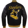 Pittsburgh Steelers Retro Classic Black Wool & Leather Varsity Jacket - Image 2