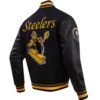 Pittsburgh Steelers Retro Classic Black Wool & Leather Varsity Jacket - Image 4
