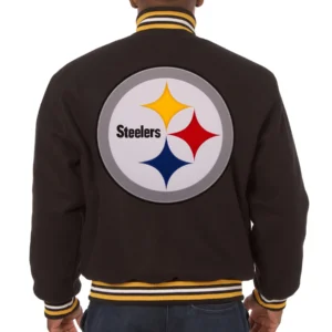Alternative view of Pittsburgh Steelers Brown Full Wool One Color Varsity Jacket