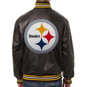 Alternative view of Pittsburgh Steelers  Full Leather Brown Varsity Jacket