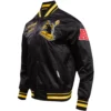 Pittsburgh Steelers Classic Rib Satin Varsity Black Jacket - Image 3