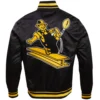 Pittsburgh Steelers Classic Rib Satin Varsity Black Jacket - Image 2