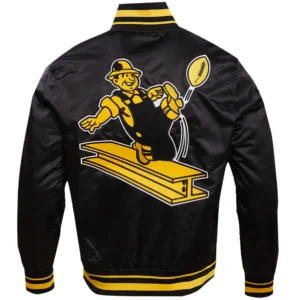 Alternative view of Pittsburgh Steelers Classic Rib Satin Varsity Black Jacket