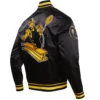 Pittsburgh Steelers Classic Rib Satin Varsity Black Jacket - Image 4