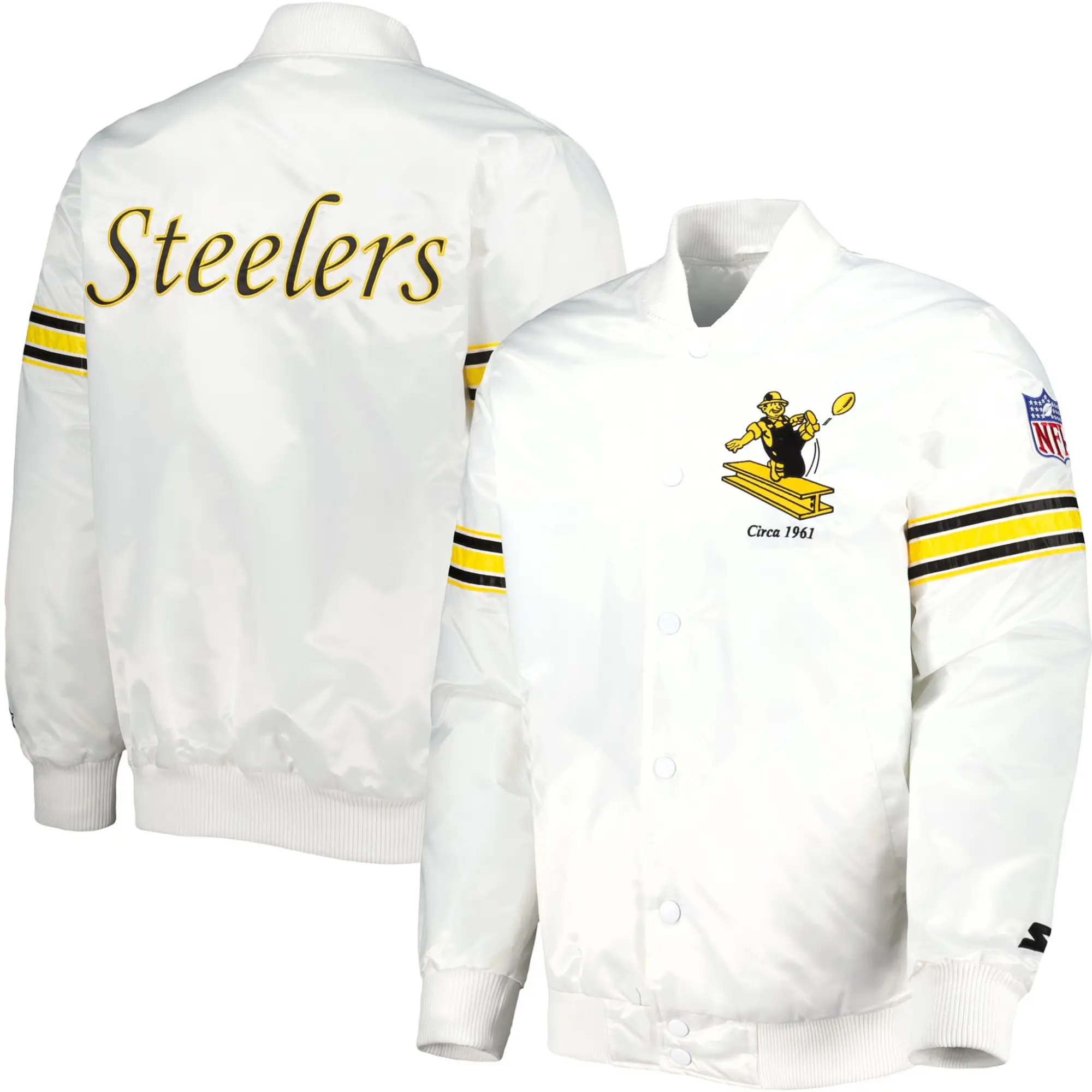 Pittsburgh Steelers The Power Forward Rib Satin Varsity Jacket - Image 3