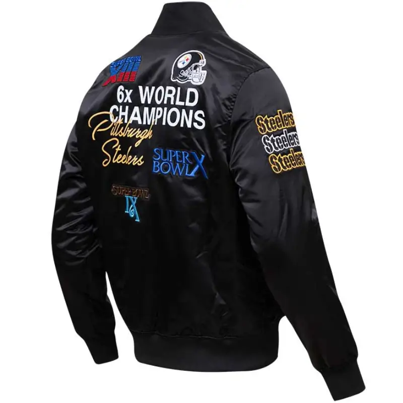 Pittsburgh Steelers Team Players Players Satin Varsity Jacket - Image 2