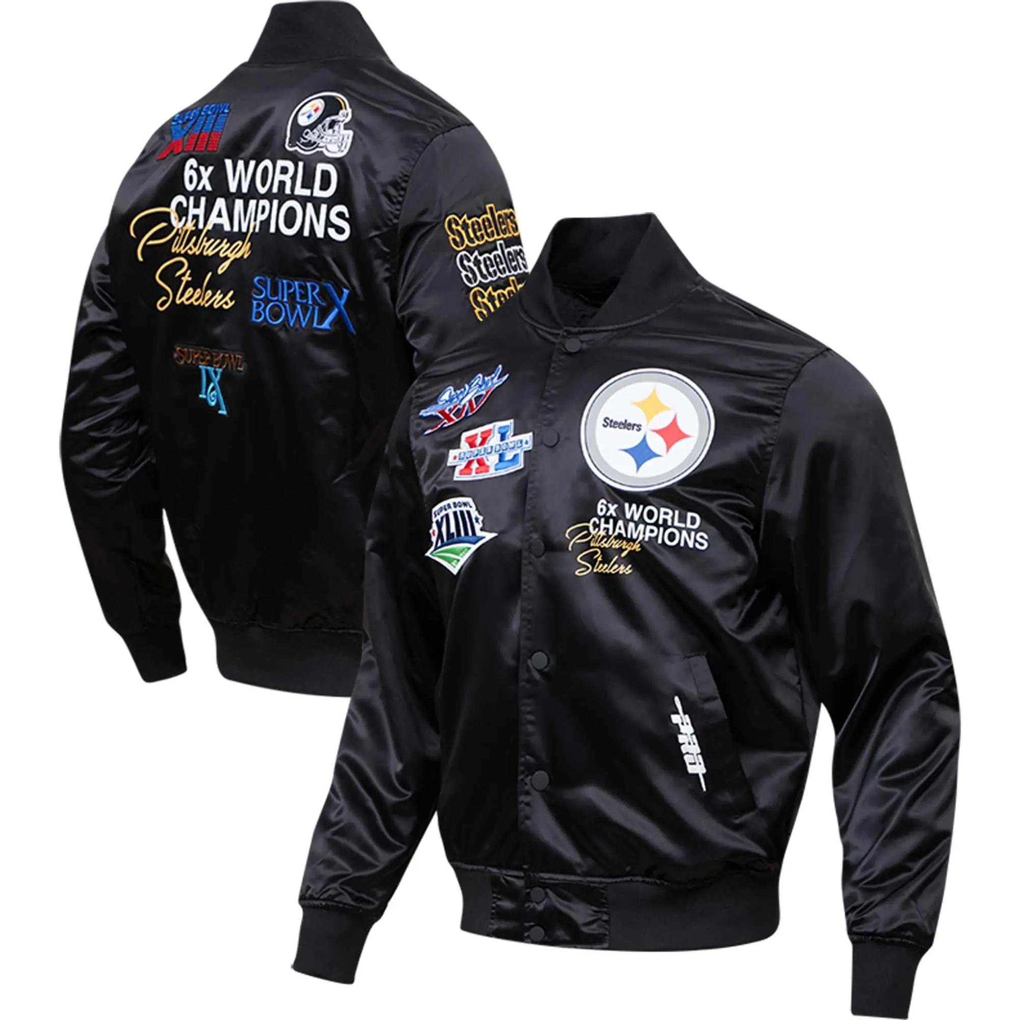 Pittsburgh Steelers Team Players Players Satin Varsity Jacket - Image 3