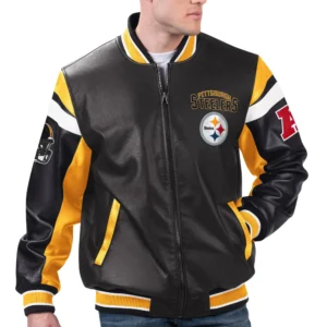 Pittsburgh Steelers G-III Sports by Carl Banks Full-Zip Leather Varsity Jacket