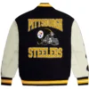 Alternative view of Pittsburgh Steelers OVO Full-Snap Wool & Leather Varsity Jacket
