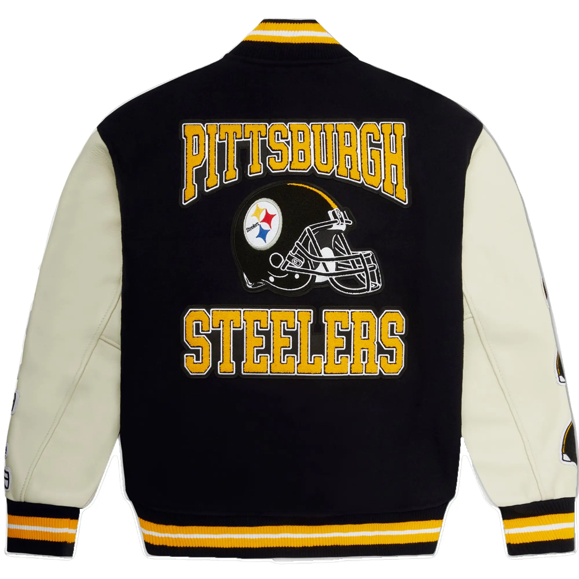 Pittsburgh Steelers OVO Full-Snap Wool & Leather Varsity Jacket - Image 2