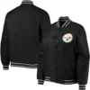 Pittsburgh Steelers One Color Satin Varsity Black Jacket - Image 3
