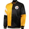 Pittsburgh Steelers Leader Satin Varsity Jacket Black & Golden