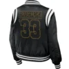 Pittsburgh Steelers Full Zip Satin Varsity Black Jacket - Image 2