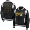 Pittsburgh Steelers Full Zip Satin Varsity Black Jacket - Image 3