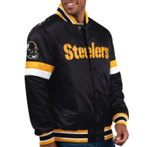 Pittsburgh Steelers Home Game Team players Satin Varsity Black Jacket