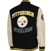 Pittsburgh Steelers Tommy Hilfiger Black & Cream Varsity Jacket - Image 2